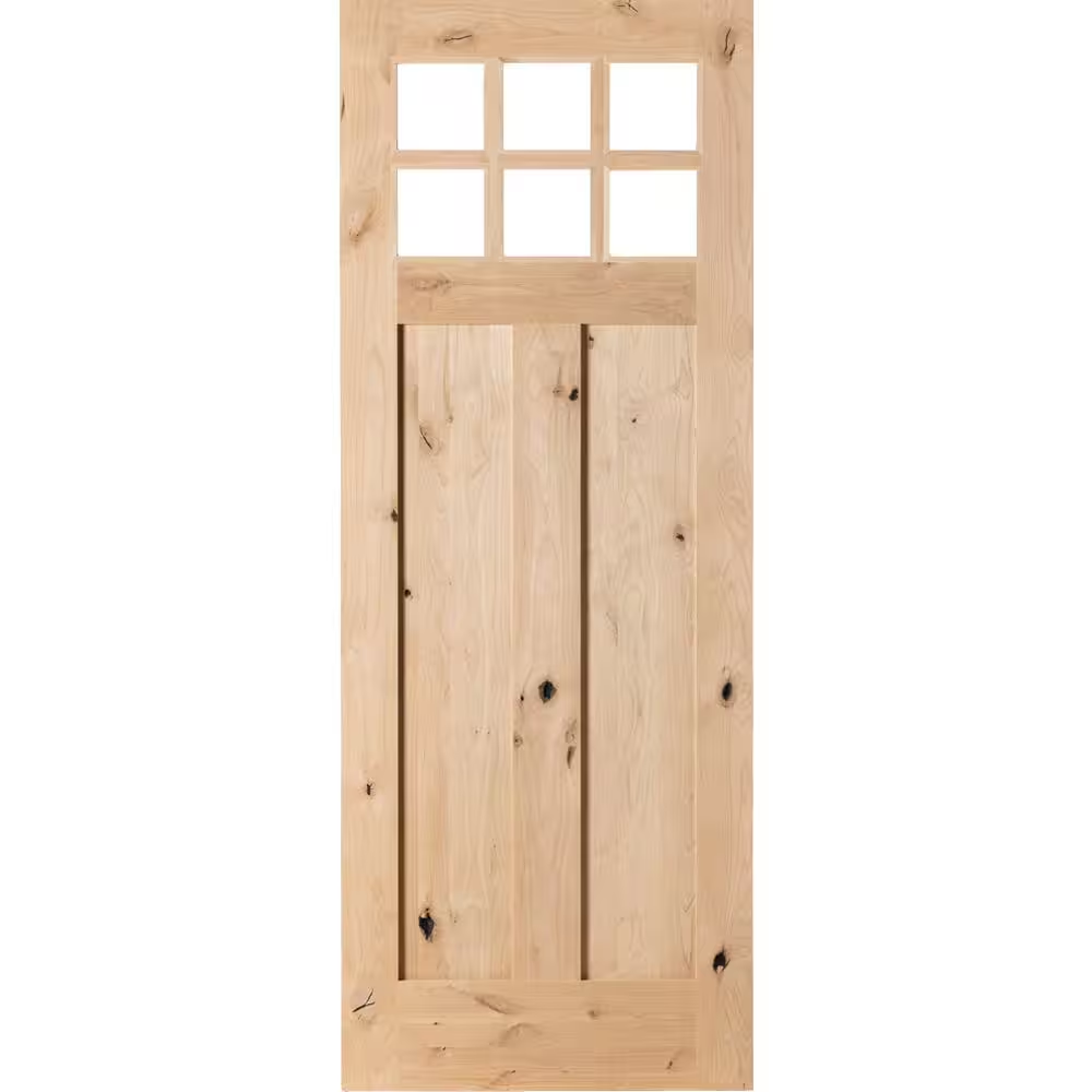Krosswood Doors 32 in. x 96 in. Craftsman Knotty Alder Universal/Rever ...