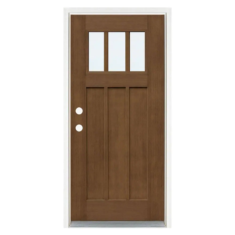 MP Doors 36 in. x 80 in. Medium Oak Right-Hand Inswing 3 Lite LoE Clas ...