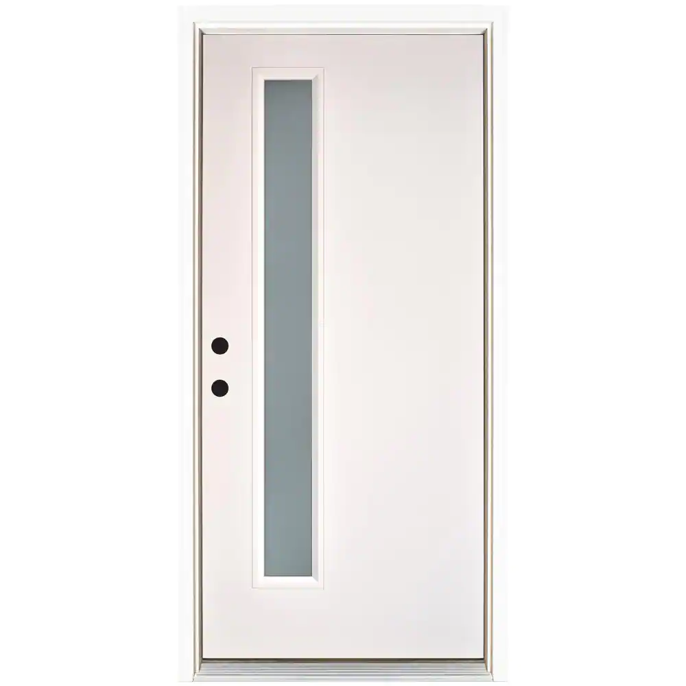 MP Doors 36 in. x 80 in. Smooth White Right-Hand Inswing Narrow 1-Lite ...