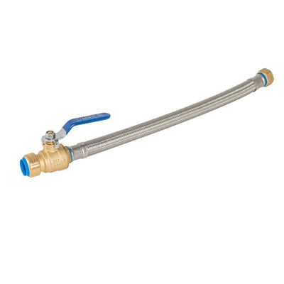 Steel-Flex 18 in. x 3/4 in. FIP Swivel x 3/4 in. Push-Fit Ball Valve Flexible Water Heater Connector - Super Arbor