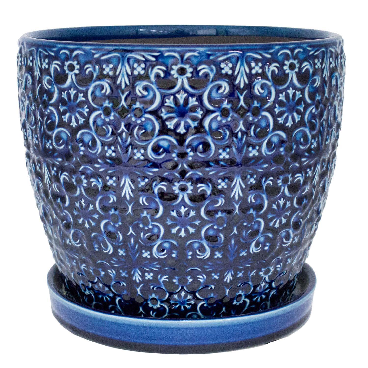 Trendspot Trendspot Mediterranean 10 in. D Ceramic Planter Blue – PROARB