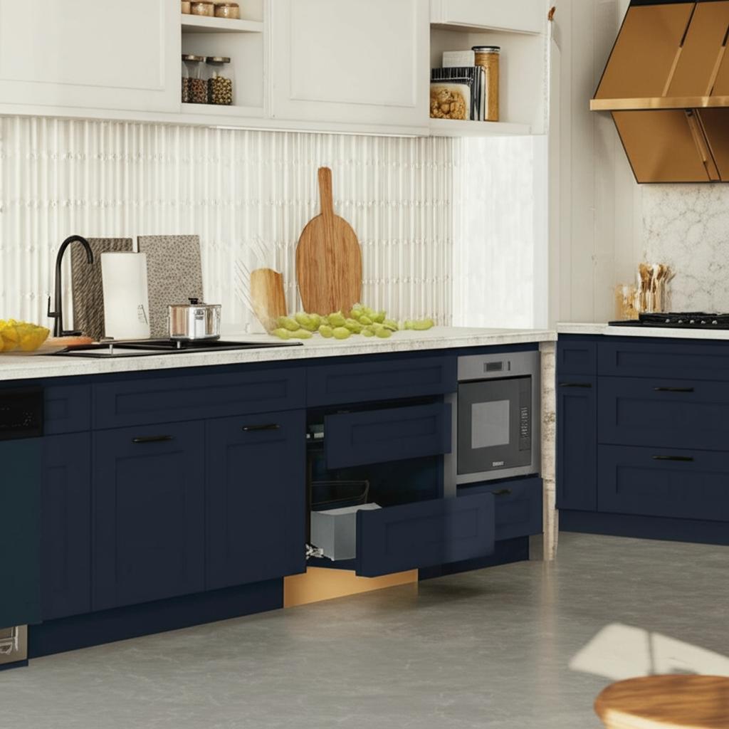 Hampton Bay Avondale Shaker Microwave Base Cabinet in Ink Blue – PROARB