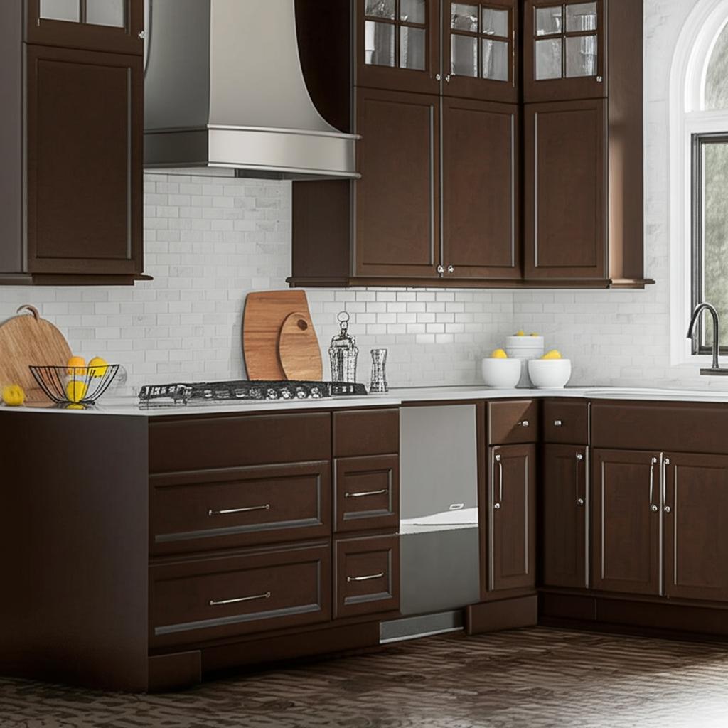 Java Shaker Cabinets Hampton Bay Shaker Java Sink Base Cabinet - 30