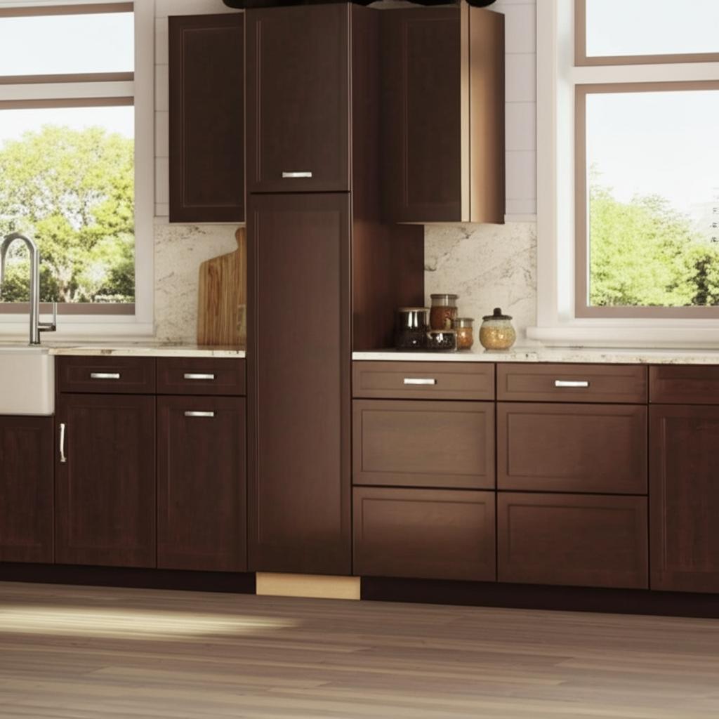 Java Shaker Cabinets Hampton Bay Shaker Pantry Cabinet in Java - 18