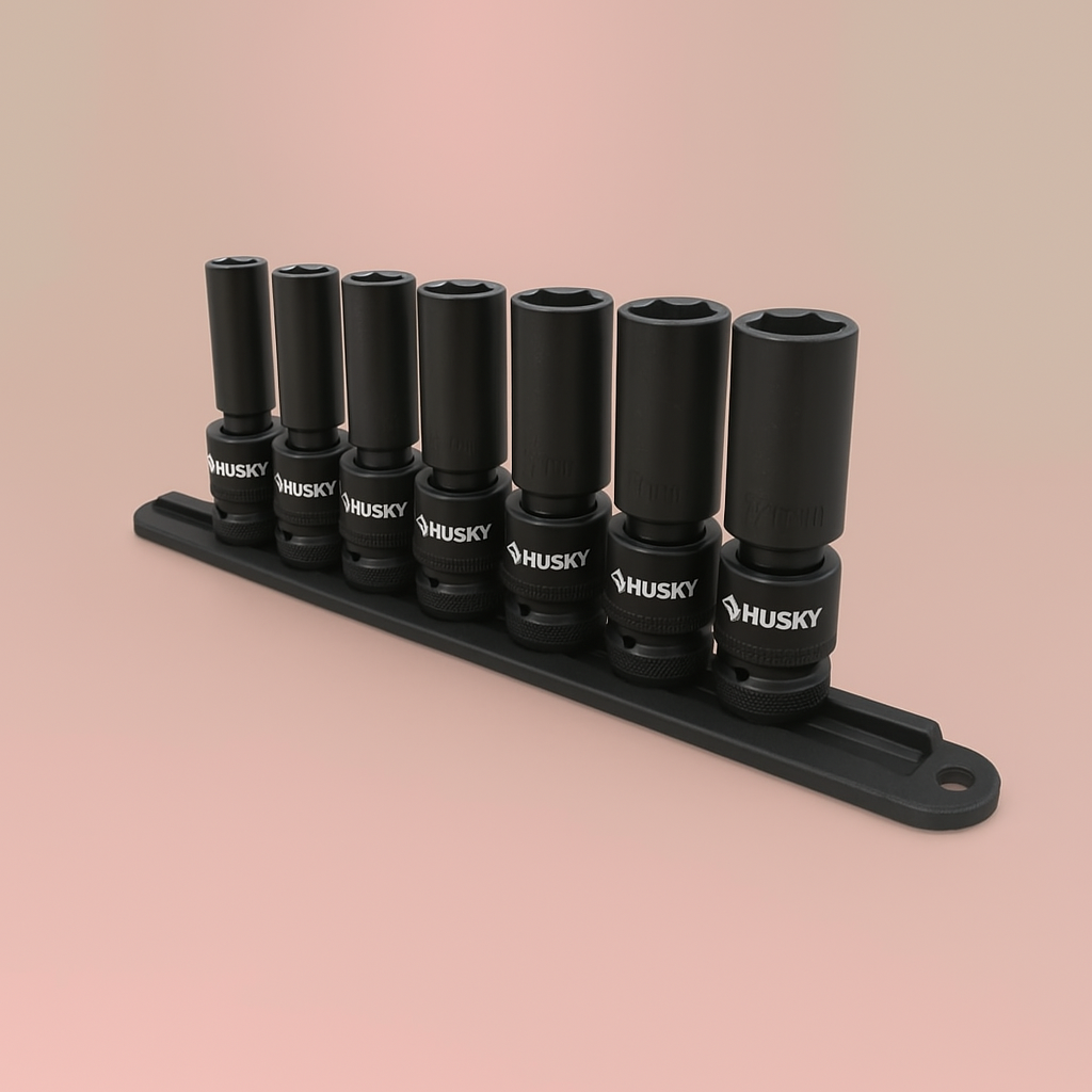 Husky 3/8 in. Drive SAE Pinless Universal Impact Socket Set (7-Piece ...