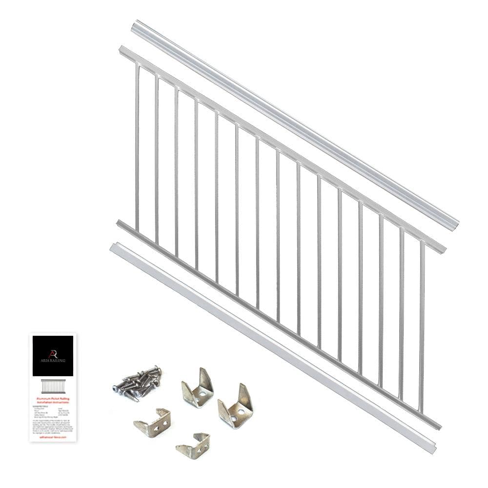 Aria Railing 42 in. x 69.43 in. White Powder Coated Aluminum Preassemb ...