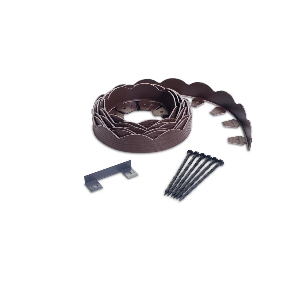 ProFlex 20 ft. Brown Scalloped Woodgrain Plastic No-Dig Edging Kit – PROARB
