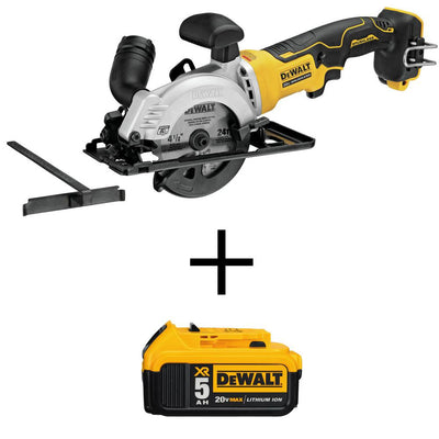 ATOMIC 20-Volt MAX Cordless 4-1/2 in. Circular Saw (Tool-Only) with Bonus 20-Volt MAX Li-Ion Premium Battery Pack 5.0Ah - Super Arbor