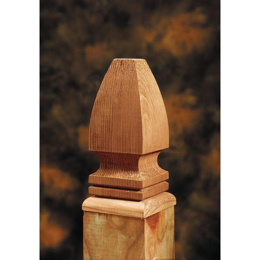 Gothic Cedar Posts ProWood 4 in. x 4 in. Pressure-Treated Cedar-Tone Pine Gothic Finial ...