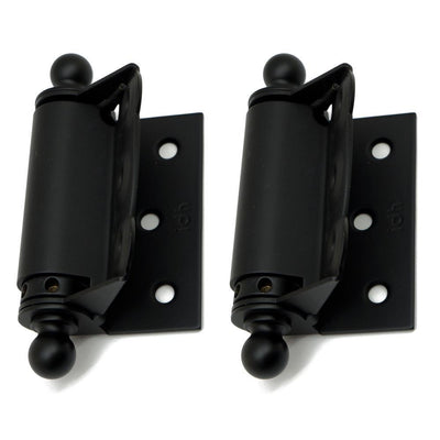 1-1/2 in. x 2-3/4 in. Solid Brass Adjustable Half Surface Screen Door Hinge with Ball Finials in Matte Black(1-Pair) - Super Arbor