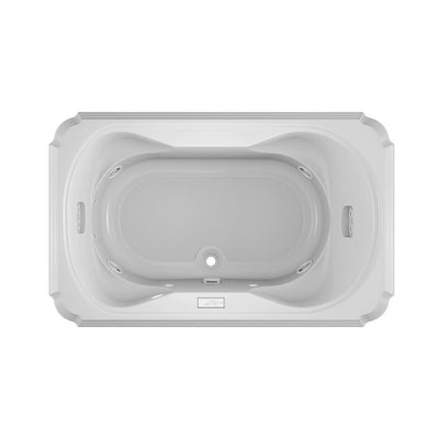 MARINEO 66 in. x 42 in. Acrylic Rectangular Drop-in Center Drain Whirlpool Bathtub Chroma in White - Super Arbor