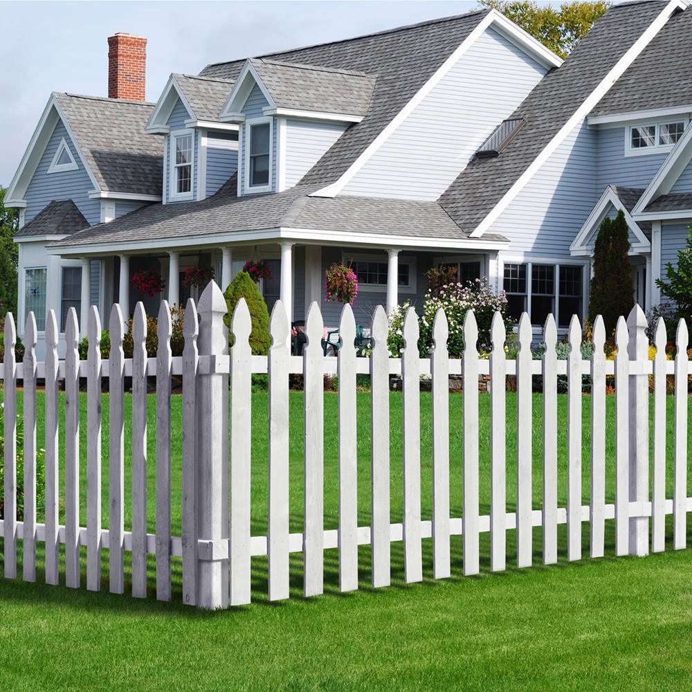 Gothic Cedar Posts 4 in. x 4 in. x 5 ft. Cedar French Gothic Primed White Fence Post (2-P ...
