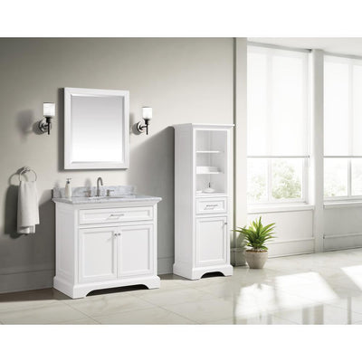27.25 in. W x 32.00 in. H Framed Rectangular Beveled Edge Bathroom Vanity Mirror in White finish - Super Arbor