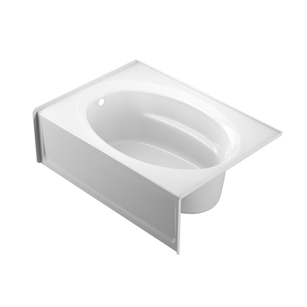 PROJECTA 60 in. x 42 in. Acrylic Left Drain Rectangular Apron Front Ba ...
