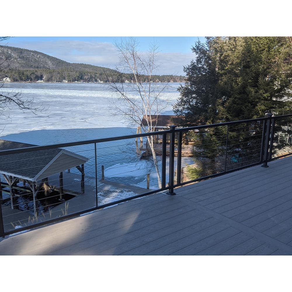 Fortress Horizontal Railing FORTRESS Fe26 Horizontal Cable Rail 34 in. x 4 ft. Black Sand Steel Ra ...
