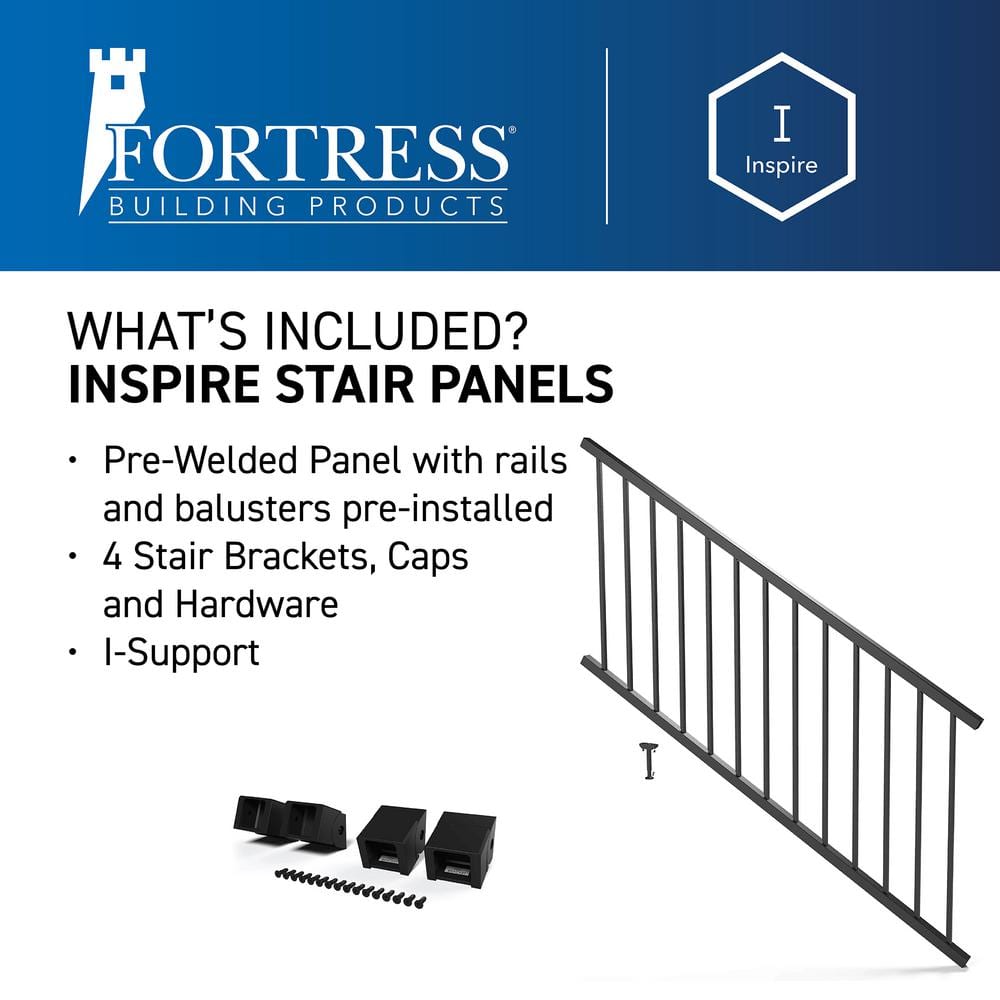 Fortress Railing Display FORTRESS Inspire Railing 32.5 in. H x 4 ft. W Aluminum Black Sand Stai ...