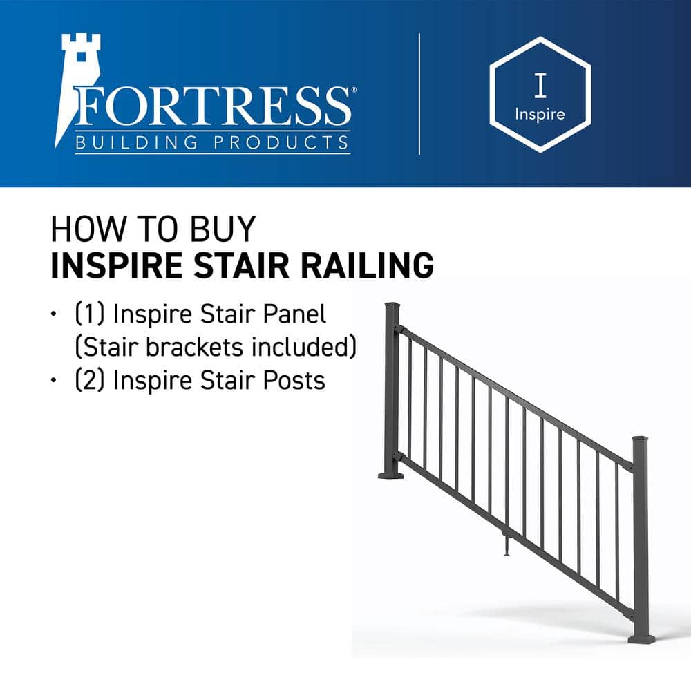 Fortress Railing Display FORTRESS Inspire Railing 32.5 in. H x 6 ft. W Aluminum Black Sand Stai ...