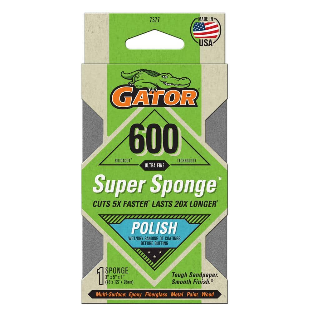 Gator Super Sponge 3 in. x 5 in. x 1 in Ultra Fine 600 Grit Sanding Sp ...