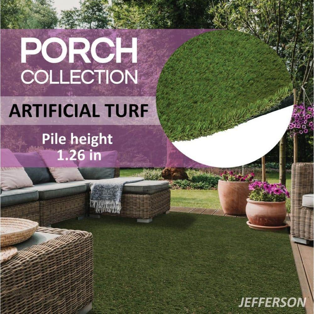CREATIVE SURFACES Jefferson 7.38 ft. x 8.76 ft. Green Artificial Grass ...