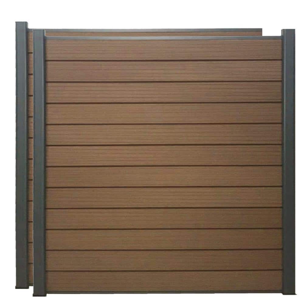 LH EP Complete Kit 6 ft. x 6 ft. Mocha WPC Composite Fence Panel w/Bot ...