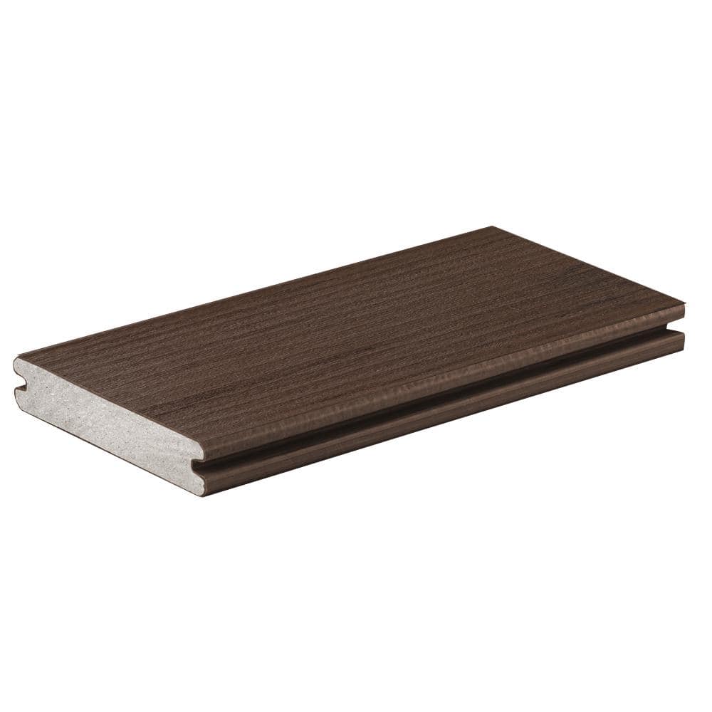 TimberTech Composite Legacy 1 in. x 6 in. x 1 ft. Grooved Mocha Compos ...