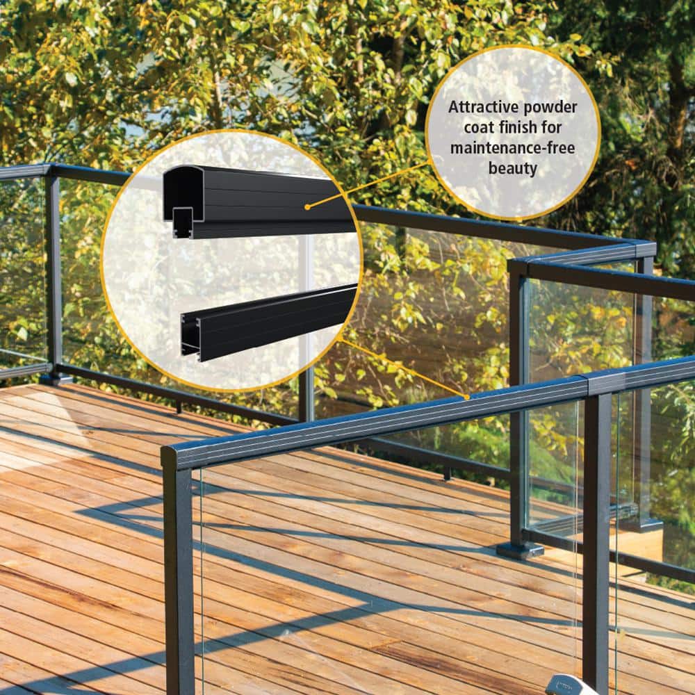 Aluminum Dock Railing Peak Aluminum Railing 6 ft. Matte Black Aluminum Deck Railing Hand and ...