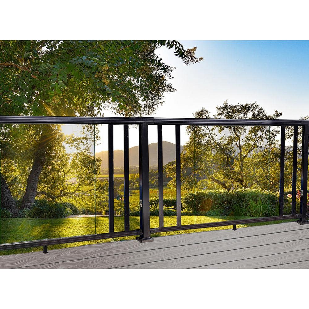 4 Member Railing Peak Aluminum Railing 4 ft. Black Aluminum Deck Railing Hand and Base ...