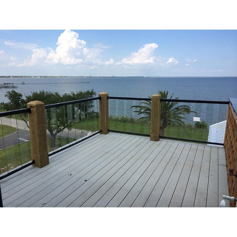 Peak Railing Peak Aluminum Railing 6 ft. Black Aluminum Deck Railing Hand and Base ...
