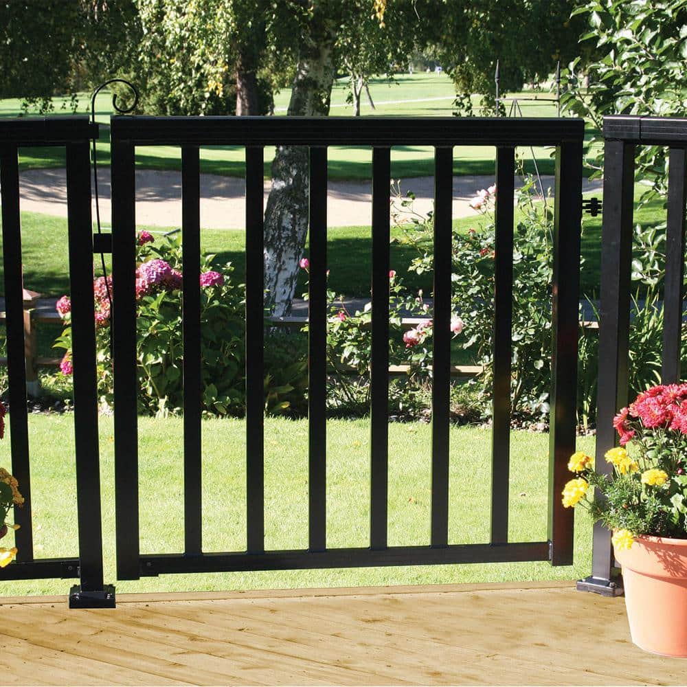 Peak Railing Peak Aluminum Railing 42 in. x 40 in. Black Aluminum Deck Railing Wide ...