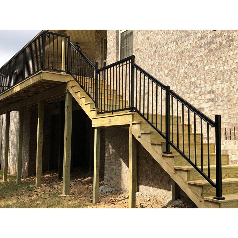 Peak Railing Peak Aluminum Railing 6 ft. Black Aluminum Deck Railing Stair Picket a ...