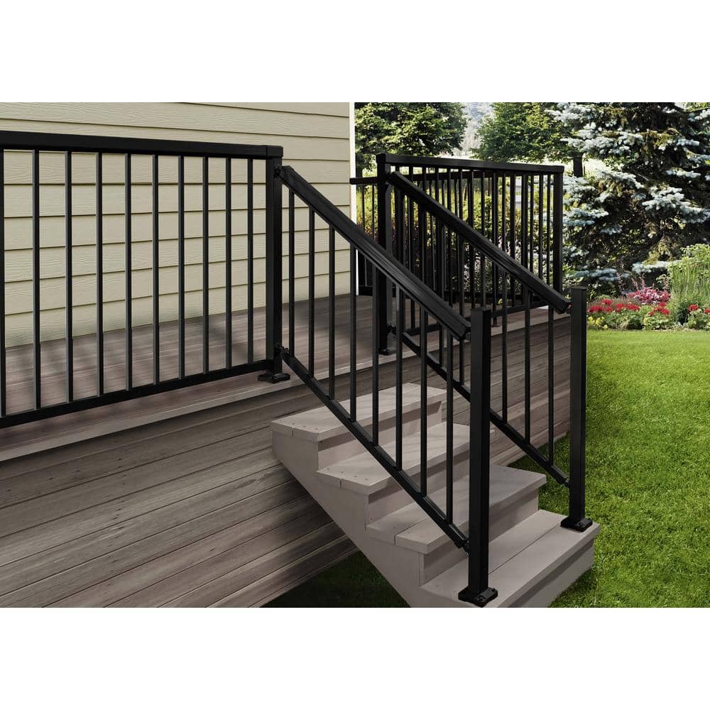 Type 6 Railing Peak Aluminum Railing 6 ft. Black Aluminum Deck Railing Stair Picket a ...