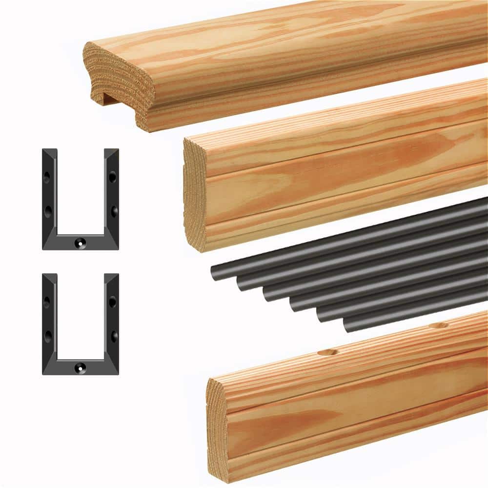 Cedar Railing Kit ProWood Western Red Cedar 8 ft. Railing Kit with Black Aluminum Balust ...