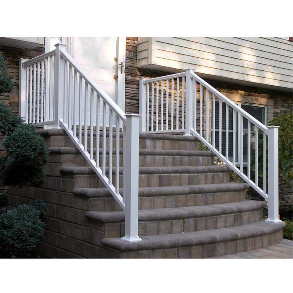 Rdi Vinyl Railing RDI Original Rail Vinyl 8 ft. x 36 in. 32°-38° Stair Rail Kit Includin ...
