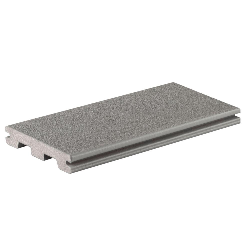 TimberTech Composite Terrain 1 in. x 6 in. x 1 ft. Grooved Stone Ash C ...