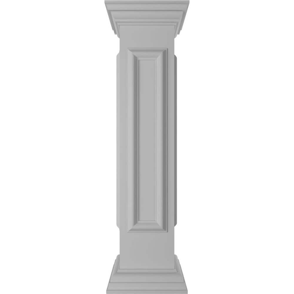 Ekena Millwork End 40 in. x 8 in. White Box Newel Post with Panel, Pea ...