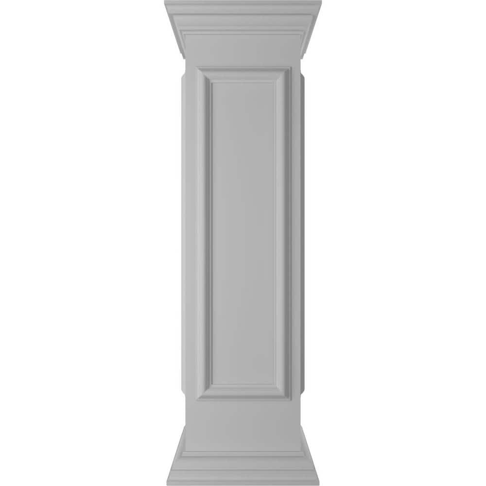 Ekena Millwork End 48 in. x 12 in. White Box Newel Post with Panel, Fl ...