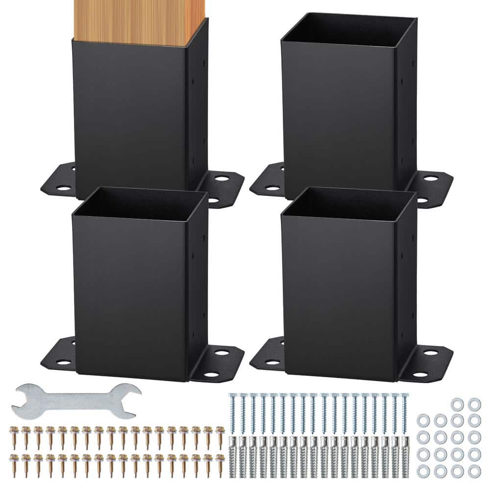 VEVOR 4 in. x 4 in. Internal Post Base Heavy-Duty Powder-Coated Anchor ...