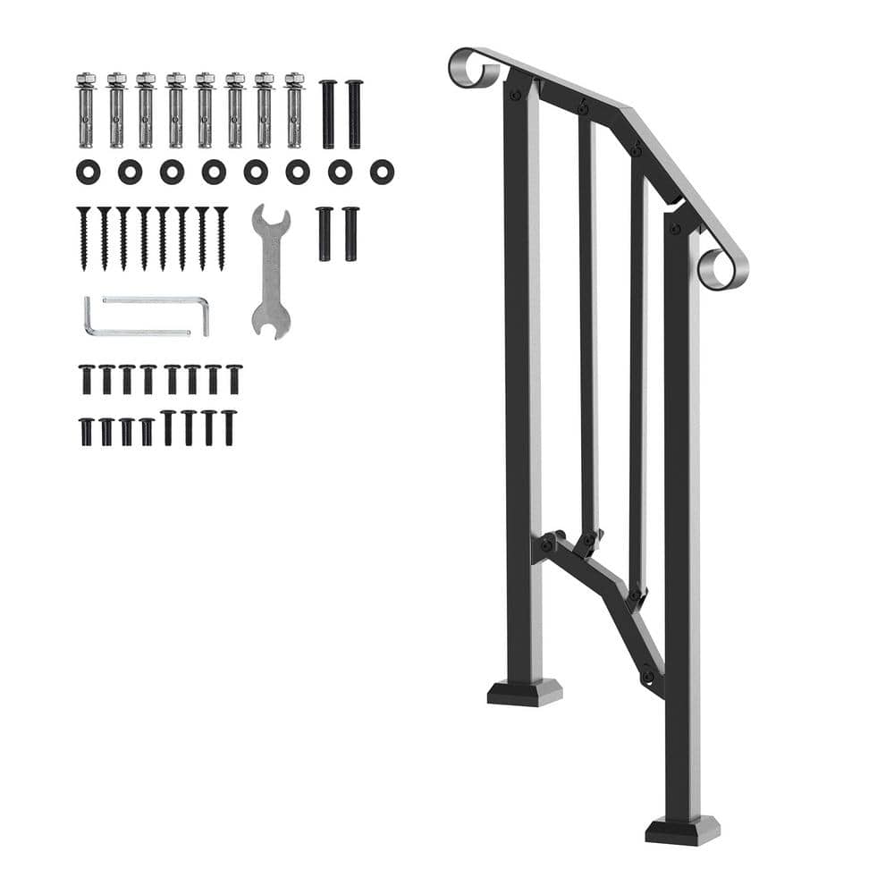 VEVOR Handrails for Outdoor Steps 1-2 Step Stair Hand Rail Kit Transit ...