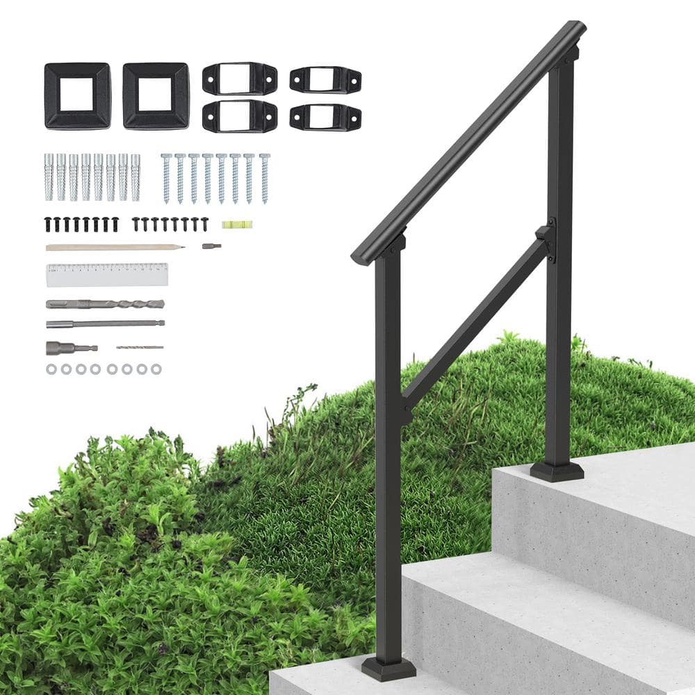 VEVOR Handrails for Outdoor Steps 2-3 Step Stair Hand Rail Kit Transit ...
