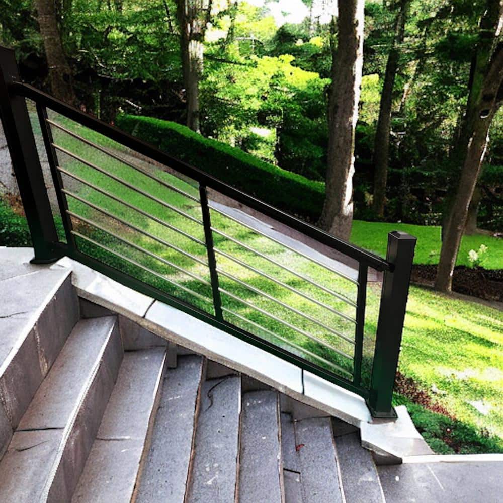 Cornell Railing Kit Weatherables Cornell 36 in. H x 72 in. W Textured Black and Silver Hor ...