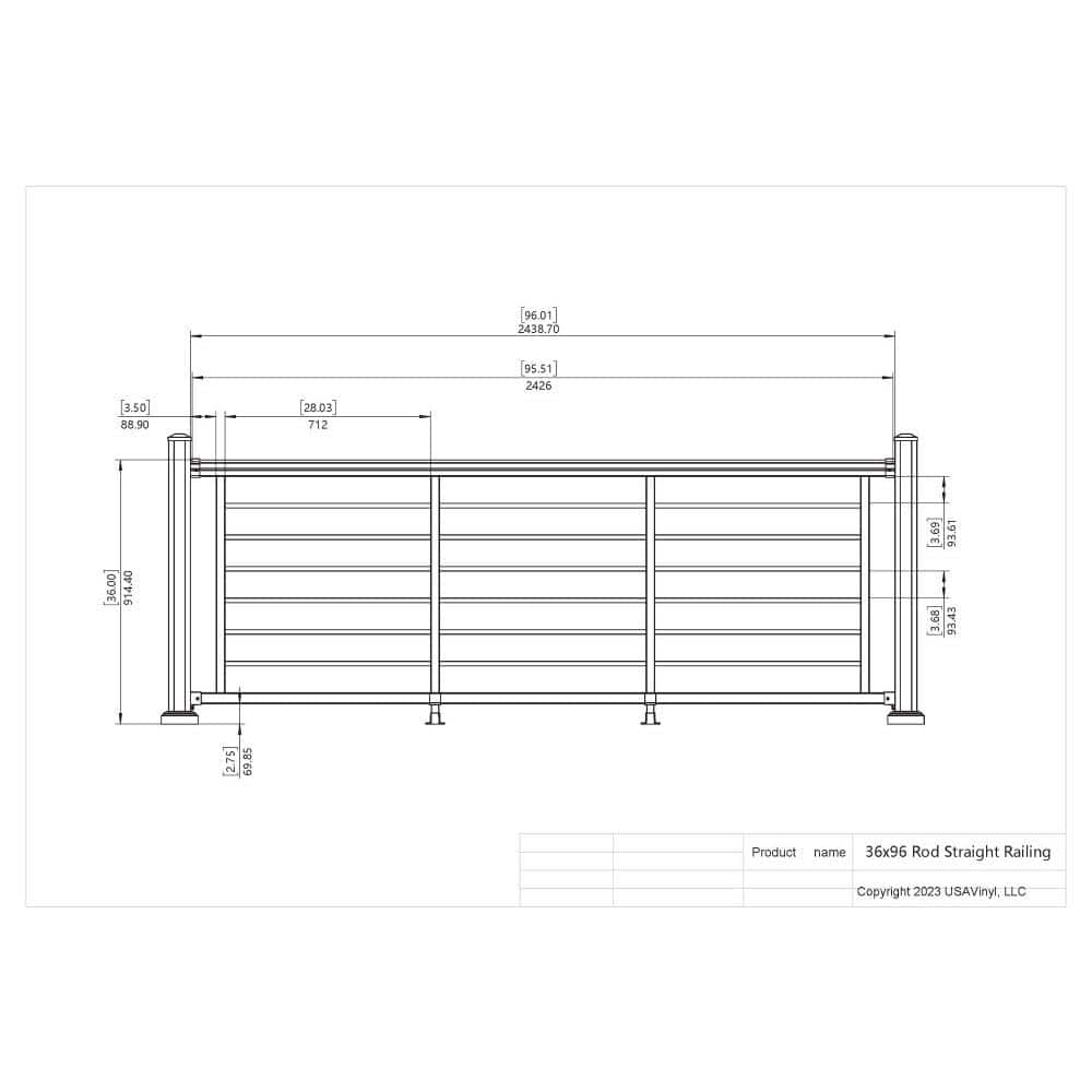Cornell Railing Kit Weatherables Cornell 36 in. H x 96 in. W Textured Black and Silver Hor ...