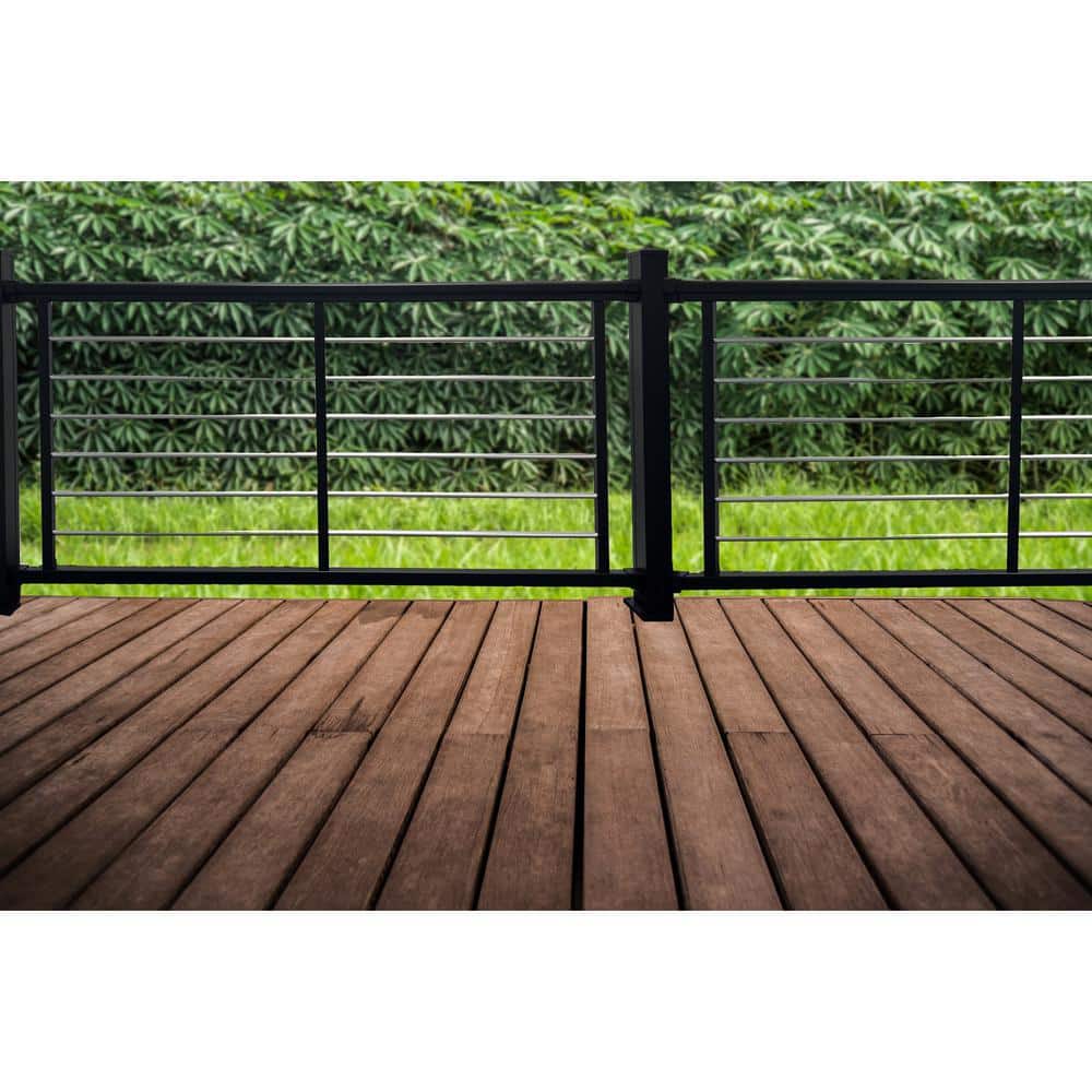 Cornell Railing Kit Weatherables Cornell 36 in. H x 96 in. W Textured Black and Silver Hor ...