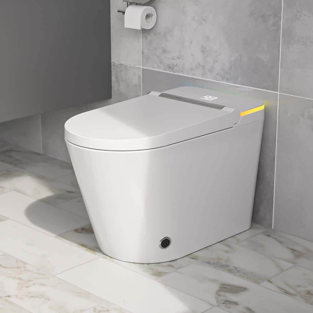 Logmey Smart Elongated Bidet Toilet with Mood Light and Auto Features ...