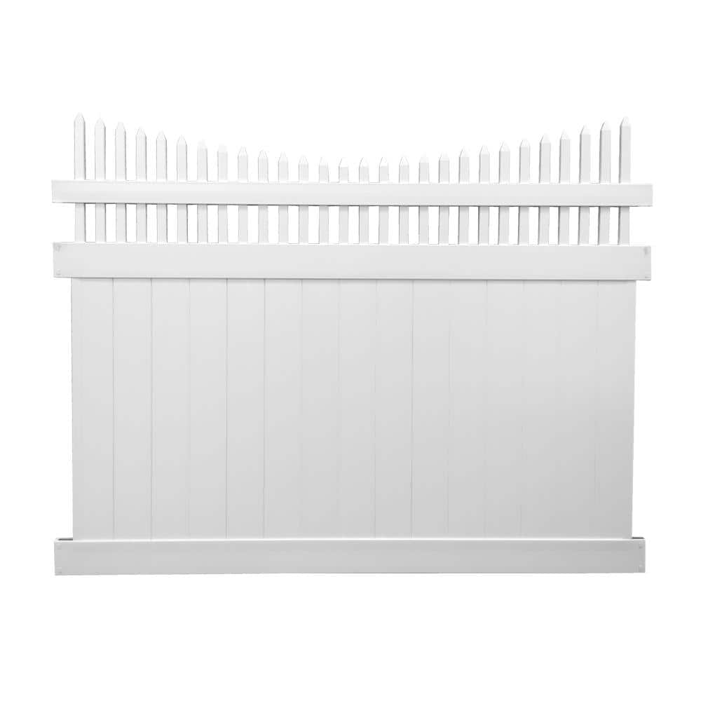 Weatherables Dora 8 ft. H x 8 ft. W White Vinyl Privacy Fence Panel Ki ...