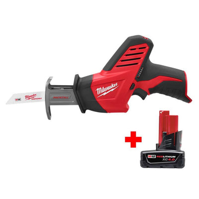 M12 12-Volt Lithium-Ion HACKZALL Cordless Reciprocating Saw with Free 4.0 Ah M12 Battery - Super Arbor