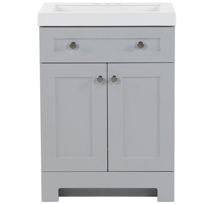 Everdean 24.5 in. W x 19 in. D x 34 in. H Vanity in Pearl Gray with Cultured Marble Vanity Top in White with White Sink - Super Arbor