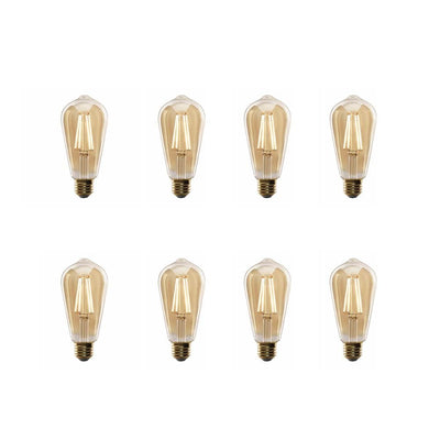 Feit Electric 60-Watt Equivalent ST19 Dimmable LED Amber Glass Vintage Edison Light Bulb With Straight Filament Warm White (8-Pack) - Super Arbor