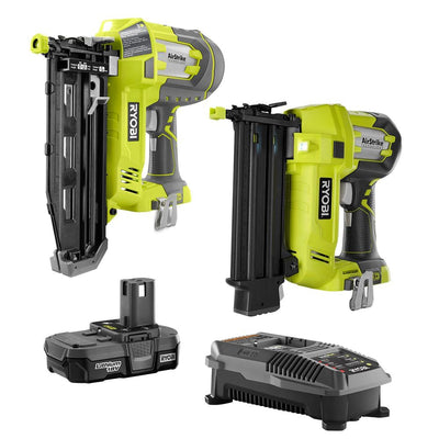 18-Volt ONE+ Lithium-Ion Cordless AirStrike 18-Gauge Brad Nailer and 16-Gauge Straight Nailer 2-Tool Combo Kit - Super Arbor