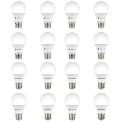 EcoSmart 60-Watt Equivalent A19 Non-Dimmable CEC LED Light Bulb Soft White (16-Pack)