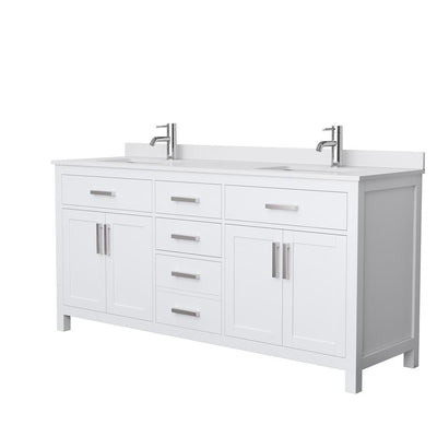 Beckett 72 in. W x 22 in. D Double Bath Vanity in White with Cultured Marble Vanity Top in White with White Basins - Super Arbor